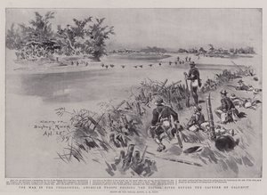 The War in the Philippines, American Troops fording the Bagbag River before the Capture of Calumpit